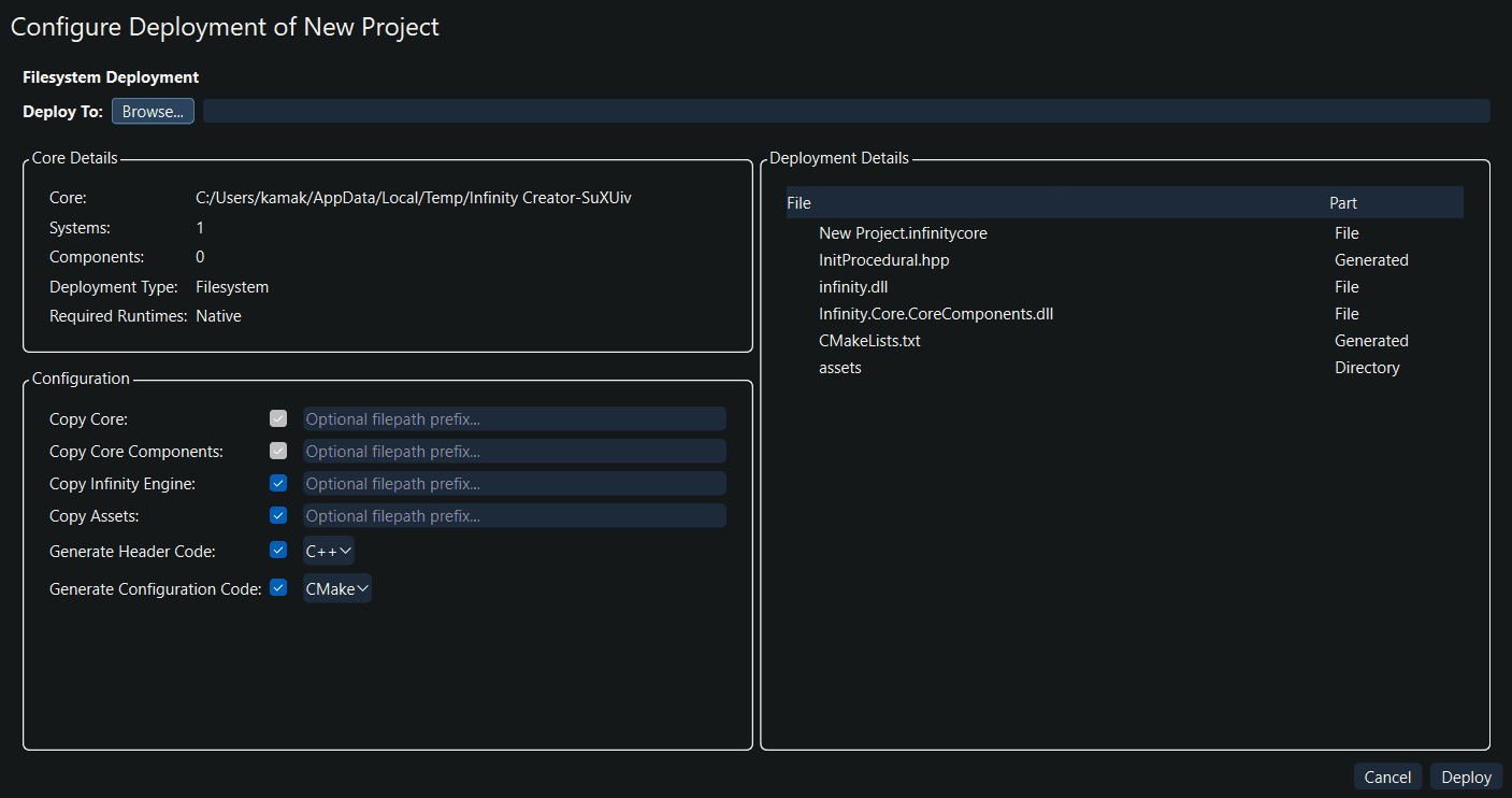 Deployment screenshot