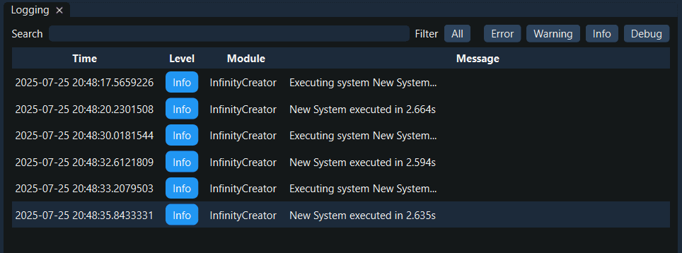 Logs screenshot